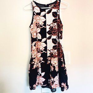 Anthropologie Maeve Dress Sleeveless Lined Floral Black Red White Size S